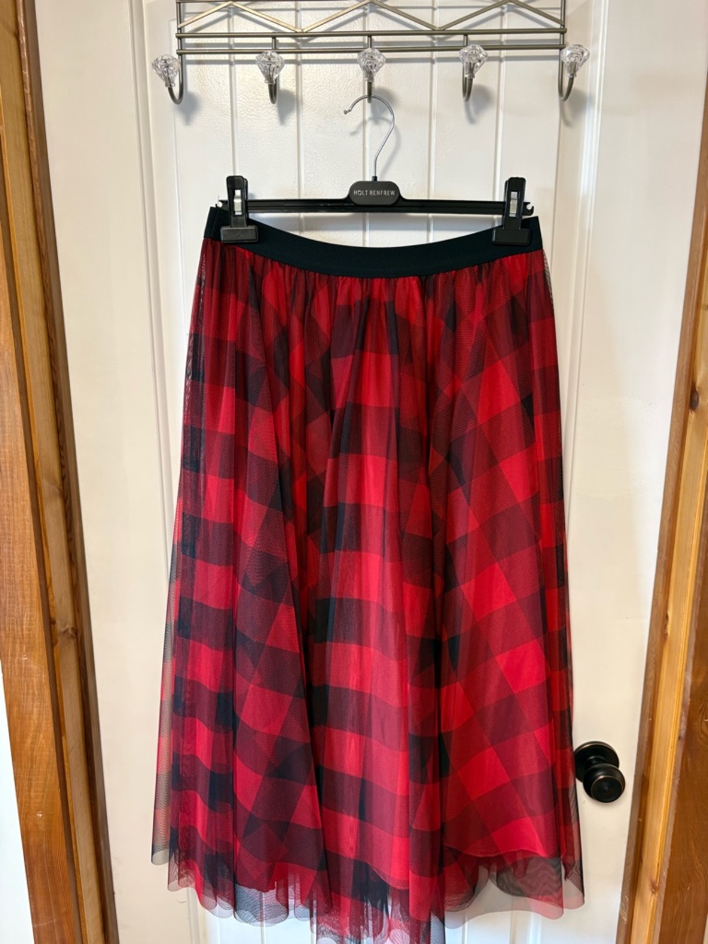 Imperial Red Tulle Plaid Skirt - Picture 2 of 7